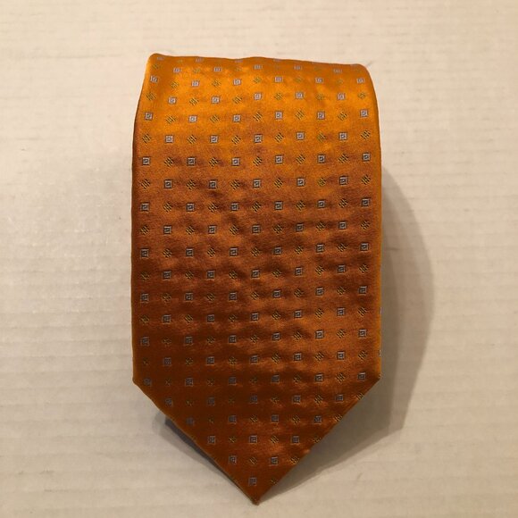 BARNEYS MEN'S NEW ORANGE SILK TIE3 1/2
